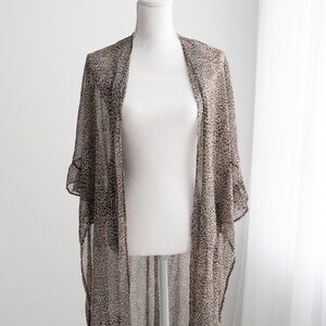 Leopard Print Kimono Sheer Cover Up